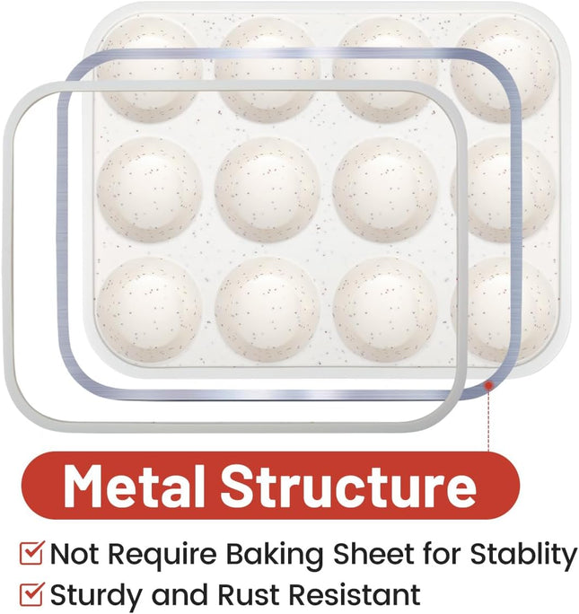 Silicone Muffin Pan Metal Reinforced Frame Regular & Mini Cupcake Pan Easy to Move Pans Nonstick 12 Cups – product detail