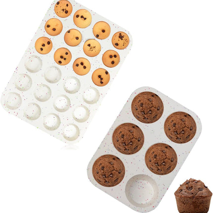 Silicone Muffin Pan, 24 Cups Nonstick Mini Cupcake Jumbo 3.5" Large 6 Cup for Baking Muffin, Cupcake, Egg Bites, Fat Bomb, Confetti -