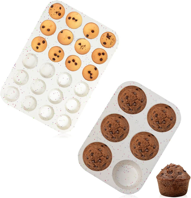 Silicone Muffin Pan 24 Cups Nonstick Mini Cupcake Jumbo 3.5 Large 6 Cup for Baking Muffin Cupcake Egg Bites