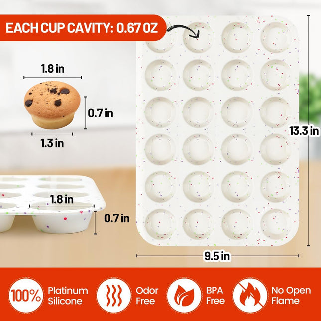 Silicone Muffin Pan 24 Cups Nonstick Mini Cupcake Jumbo 3.5 Large 6 Cup for Baking Muffin Cupcake Egg – product detail