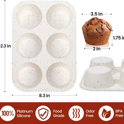 Silicone Muffin Pan, 24 Cups Nonstick Mini Cupcake Jumbo 3.5" Large 6 Cup for Baking Muffin, Cupcake, Egg Bites, Fat Bomb, Confetti -