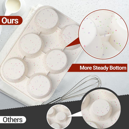 Silicone Muffin Pan, 24 Cups Nonstick Mini Cupcake Jumbo 3.5" Large 6 Cup for Baking Muffin, Cupcake, Egg Bites, Fat Bomb, Confetti -