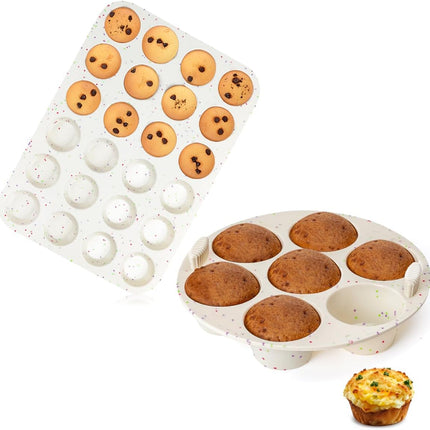 Silicone Muffin Pan, 24 Cups Nonstick Mini Cupcake Pan for Air Fryer Oven Instant Pot, Baking Muffin, Cupcake, Egg Bites, Fat Bomb, Confetti -