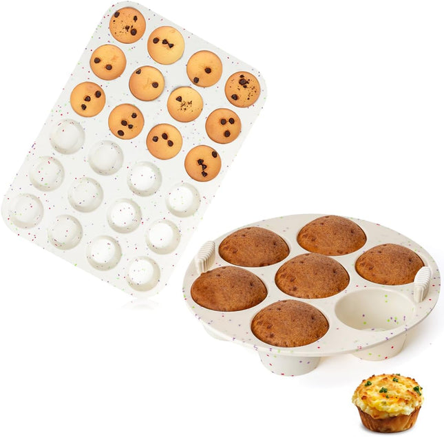 Silicone Muffin Pan 24 Cups Nonstick Mini Cupcake Pan for Air Fryer Oven Instant Pot Baking Muffin Cupcake