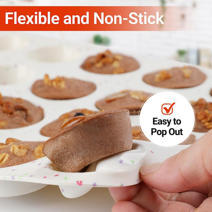 Silicone Muffin Pan, 24 Cups Nonstick Mini Cupcake Pan for Air Fryer Oven Instant Pot, Baking Muffin, Cupcake, Egg Bites, Fat Bomb, Confetti -