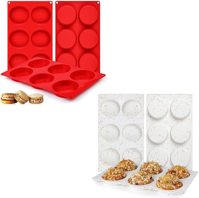 Muffin Top Pan Silicone Egg Molds for Breakfast Sandwiches 3 Round Baking Pan Oven English muffins Whoopie