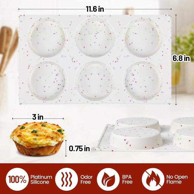 Muffin Top Pan Silicone Egg Molds for Breakfast Sandwiches 3 Round Baking Pan Oven English muffins Whoopie – product detail