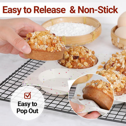 Muffin Top Pan, Silicone Egg Molds for Breakfast Sandwiches 3" Round Baking Pan Oven English muffins, Whoopie Pies, Corn Bread, bites, Tarts 3 Pack -