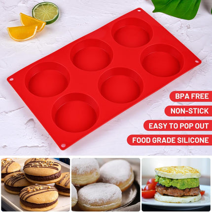 Muffin Top Pan, Silicone Egg Molds for Breakfast Sandwiches 3" Round Baking Pan Oven English muffins, Whoopie Pies, Corn Bread, bites, Tarts 3 Pack -