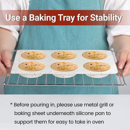 Muffin Top Pan, Silicone Egg Molds for Breakfast Sandwiches 3" Round Baking Pan Oven English muffins, Whoopie Pies, Corn Bread, bites, Tarts 3 Pack -