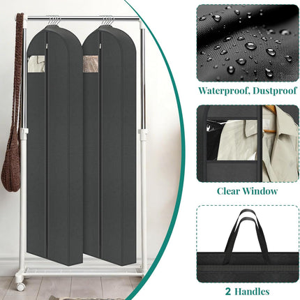 65" Long Garment Bags for Travel, Dress Hanging Clothes, Wedding Cover Women, Closet Storage Gowns, Coats, Black, 4 Pack -