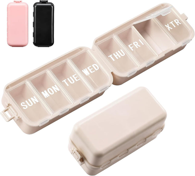 NEW Foldable Weekly Pill Organizer with Extra Grid Portable 7 Day Box Once/1 Time a Day Week Daily