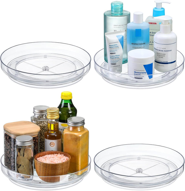 4 Pack 9 Inch Clear Acrylic Lazy Susan Non-Skid Turntable Organizer for Cabinet Kitchen V1259-DP01-A-4574
