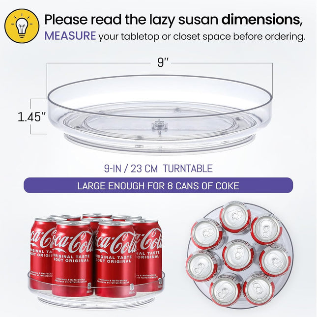 4 Pack 9 Inch Clear Acrylic Lazy Susan Non-Skid Turntable Organizer for Cabinet Kitchen – product detail