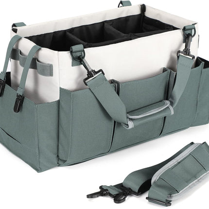 Cleaning Caddy Organizer with Handle, Wearable Bag for Supplies, Tote Shoulder and Waist Straps, Under Sink Tool Multiple Compartments (Large) (QJB-BLS) -