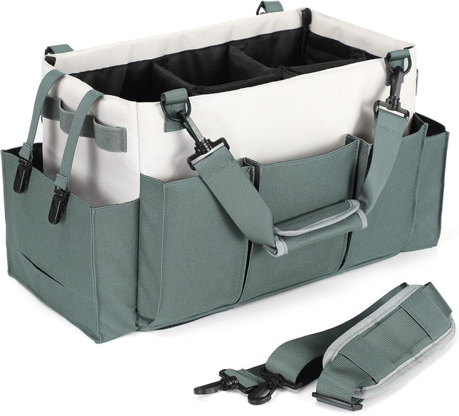 Cleaning Caddy Organizer with Handle Wearable Bag for Supplies Tote Shoulder and Waist Straps Under Sink