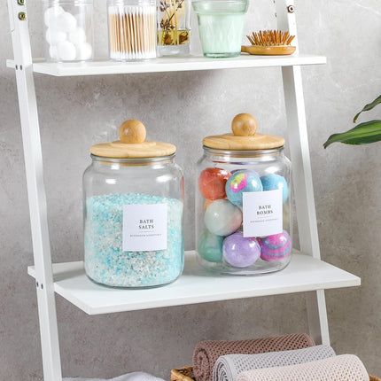 4 Pack Glass Jars with Bamboo Lids and Labels, Containers for Laundry Room Organization Storage, Half Gallon Airtight jars Holder Detergent, Pods, Scent Booster Beads clear -