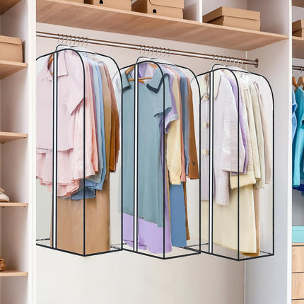 6 Pack Clear Garment Bags-40'' Long, 3 Clothes Storage Bags-35L -