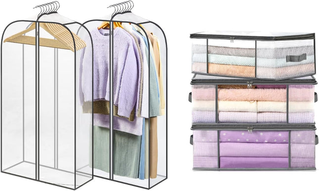 3-Pack Clothes Storage Bags-35L 2 Pack Clear Garment Bags-40'' Long V1259-DP01-A-4594