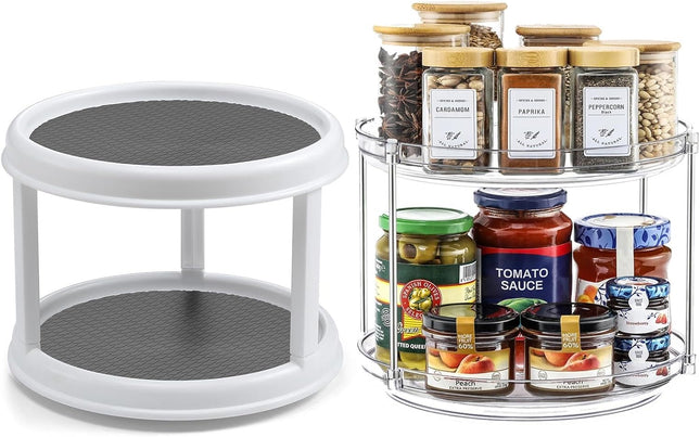 1 Pack 2 Tier Acrylic Clear Lazy Susan 9.25inch Plus Pcak 10inch Plastic Susan V1259-DP01-A-4598