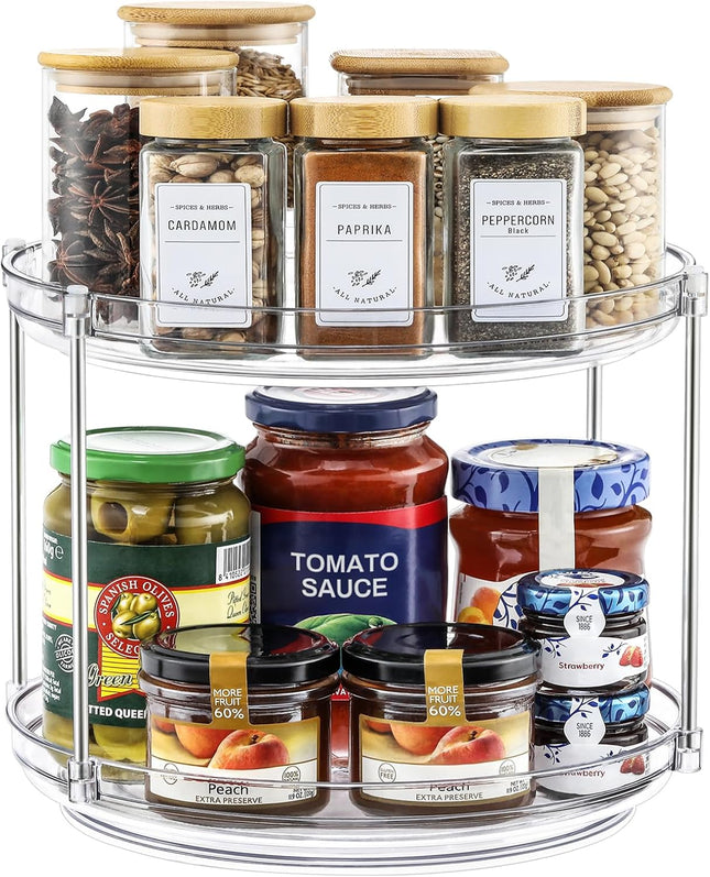 1 Pack 2 Tier Acrylic Clear Lazy Susan 9.25inch Plus Pcak 10inch Plastic Susan – product detail