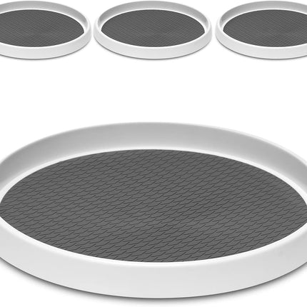 1 Pack 2 Tier Acrylic Clear Lazy Susan, 9.25inch + 4 Pcak 12inch Plastic Susan -