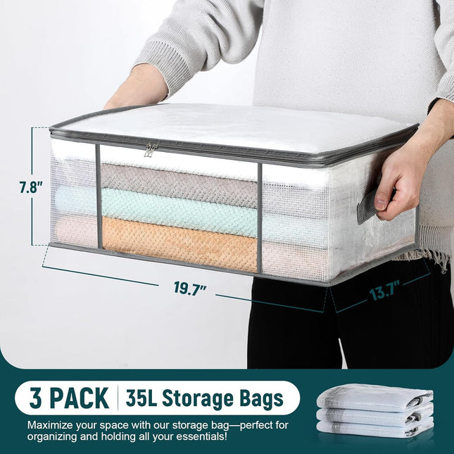 4 Packs Under Bed Storage Containers Bins-55L 3-Pack Clothes Bags-35L – product detail