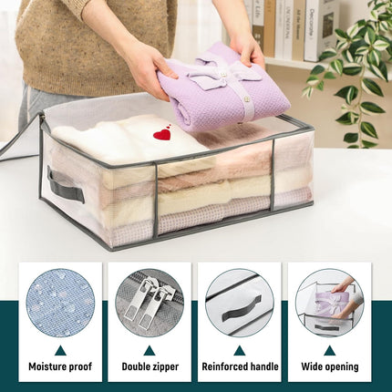 4 Packs Under Bed Storage Containers Bins-55L, 3-Pack Clothes Bags-35L -