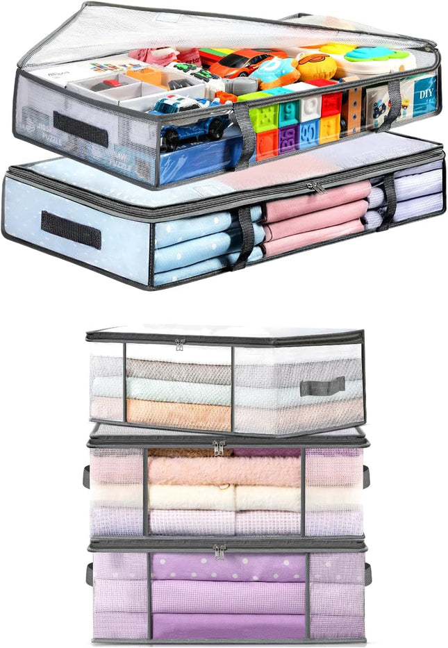 2 Pack Under Bed Storage Containers Bins-55L 3-Pack Clothes Bags-35L V1259-DP01-A-4602