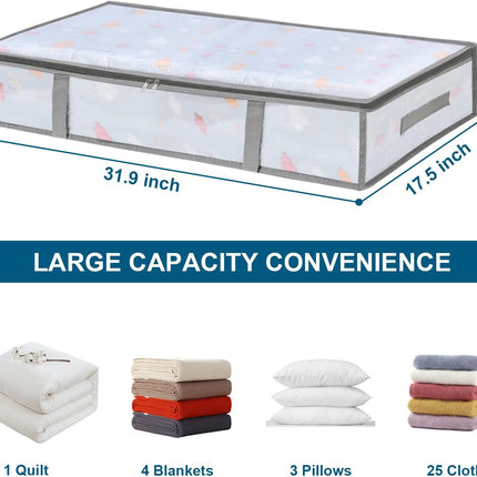 2 Pack Under Bed Storage Containers Bins-55L, 3-Pack Clothes Bags-35L -