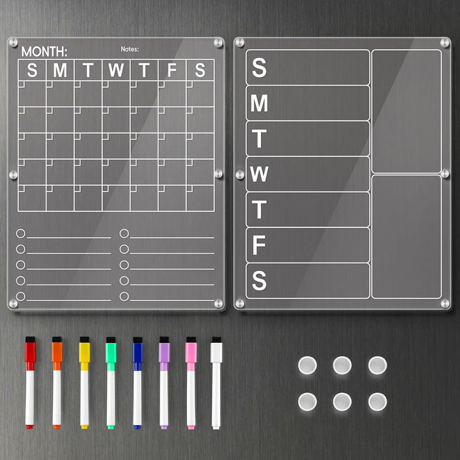 Large Acrylic 2in1 Clear Fridge Calendar and Weekly Meal Planner for V1259-DP01-A-4617