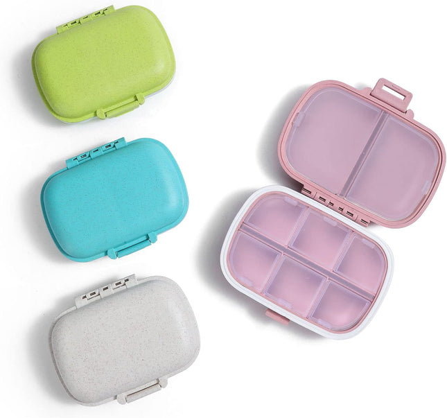 4PS 8 Compartments Travel Pill Organizer Pocket Pharmacy for Purse Daily Box Portable Medicine