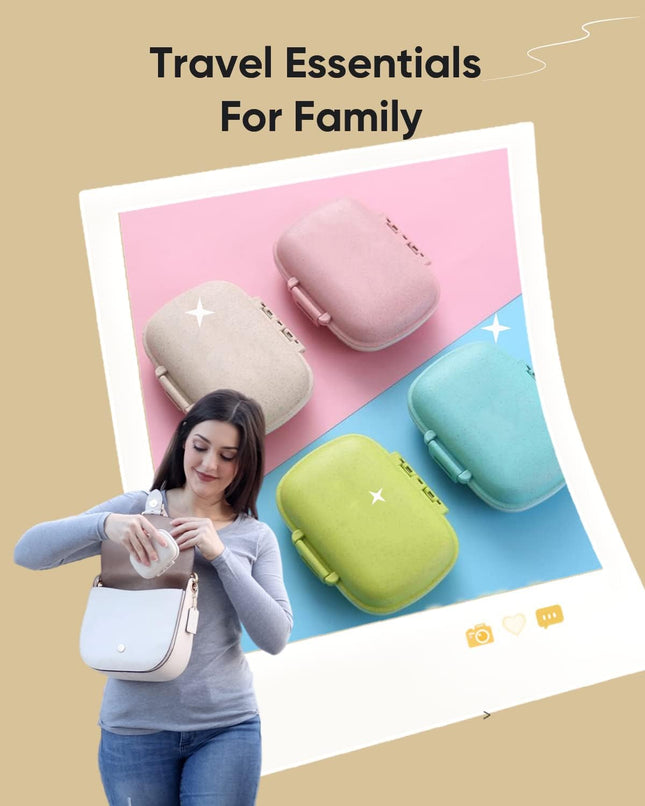 4PS 8 Compartments Travel Pill Organizer Pocket Pharmacy for Purse Daily Box Portable Medicine – product detail