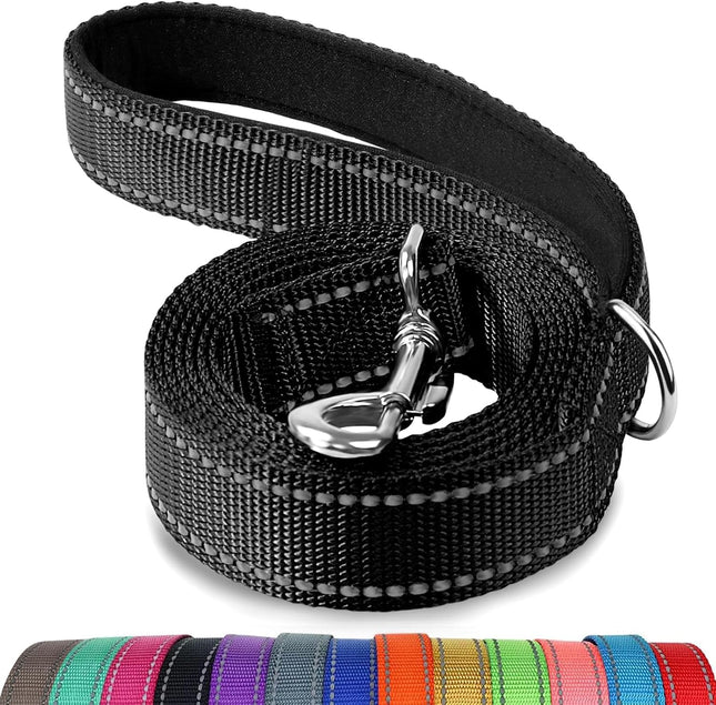 Dog Leash 6 FT Double-Sided Reflective Padded Handle Nylon Heavy Duty Leashes for Medium & Large Dogs