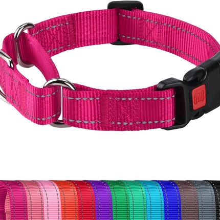 Martingale Collar for Dogs, Reflective Heavy Duty Safety, Quick Release Buckle, Adjustable Nylon Collars Medium Dogs Walking Training, Hotpink,M Hotpink M