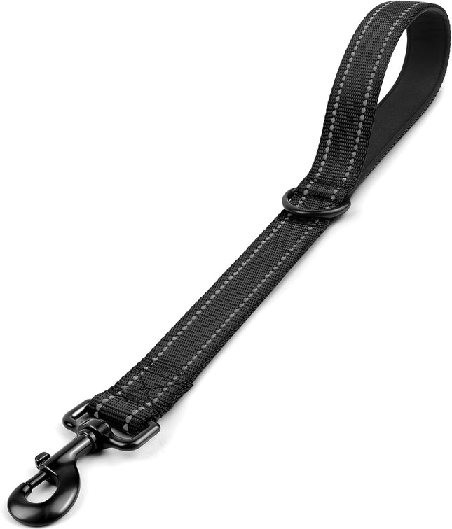 Strong Short Dog Leash 18 Inch 1.2 Inch Wide Heavy Duty Padded Handle for Traffic V1259-DP01-A-4625 in Black