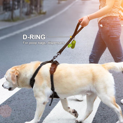Strong Short Dog Leash 18 Inch, 1.2 Inch Wide, Heavy Duty, Padded Handle for Traffic Control, Reflective Medium and Large Dogs Walking Training, Black 1.5 ft