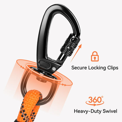 Long Leash for Dog with Removable Padded Handle, Heavy Duty Lead Large Medium Dogs,15FT/30FT/50FT/65FT Reflective Training Play, Camping, Backyard Tie Out, Orange, 30FT Orange