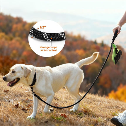 Dog Leash for Large Dogs, Heavy Duty Nylon Leashes with Comfortable Padded Handle and Highly Reflective Threads, Ideal Walking Training, Black, 6'×1/2'' Black 6FT×1/2'' (20~120 lbs)