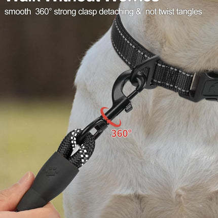 Dog Leash for Large Dogs, Heavy Duty Nylon Leashes with Comfortable Padded Handle and Highly Reflective Threads, Ideal Walking Training, Black, 6'×1/2'' Black 6FT×1/2'' (20~120 lbs)
