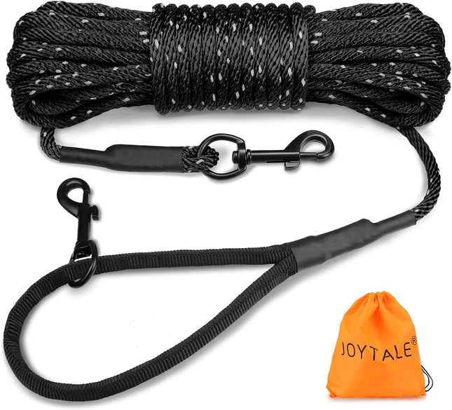 Long Dog Training Leash 30 FT Tie Out Rope Check Cord with Padded Handle Reflective Recall Lead for Puppy