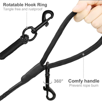 Long Dog Training Leash, 30 FT Tie Out Rope Check Cord with Padded Handle, Reflective Recall Lead for Puppy and Small Dogs, Black ft(Pack of 1)