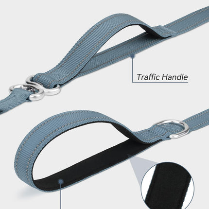Tangle-Free Slip Leads for Dogs, 6 FT Leash with Padded Double Handle, Reflective Nylon Training Small Medium Dogs 15-40 Lbs, Gray Feet(15-40lbs)