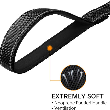 6FT × 1'' Dog Leash and Collar (18-28"), Reflective Soft Neoprene Padded Pet Collars Leashes for Extra Large Dog, Black -