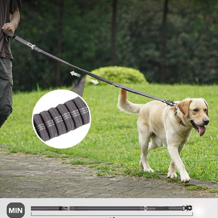Tactical Dog Collar(15"-18") and Leash Set, Adjustable Strong Collar with Handle Shock Absorbing Bungee for Medium Dogs(Gray,M) -
