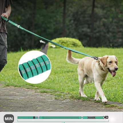 Tactical Dog Collar(20"-24") and Leash Set, Adjustable Strong Collar with Handle Shock Absorbing Bungee for Extra Large Dogs(Turquoise,XL) -