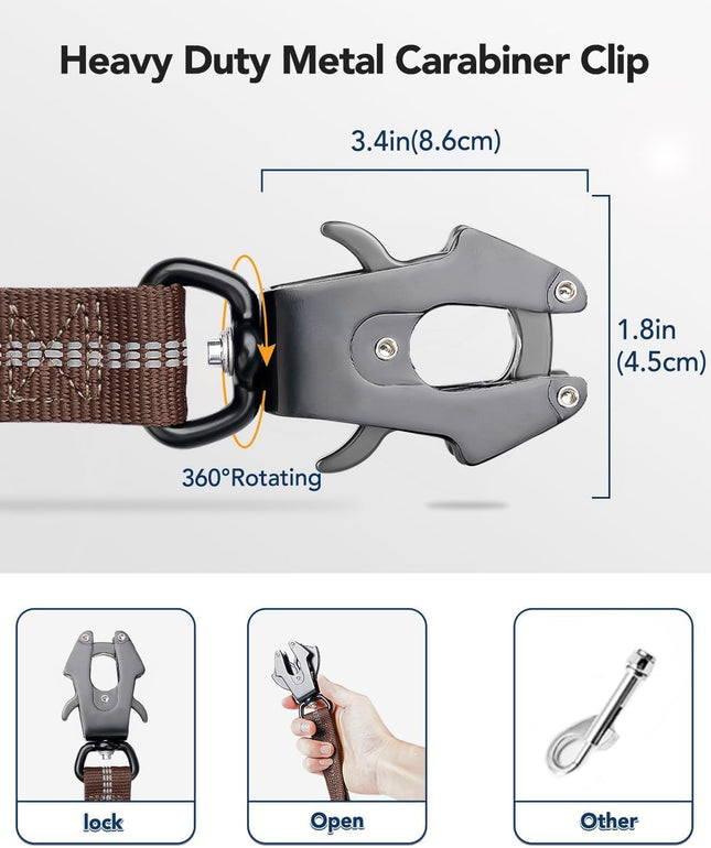 Tactical Dog Collar(17 -21) and Leash Set Shock Absorbing Bungee Adjustable Strong Collar with Handle for – product detail