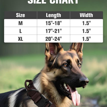 Tactical Dog Collar(17"-21") and Leash Set, Shock Absorbing Bungee Adjustable Strong Collar with Handle for Large Dogs(Brown, L) -