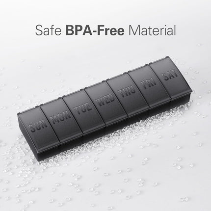 Pill Organizer Large, Weekly Medicine Organizers, 7 Day Pills Box Case Travel for Big Vitamin Supplements Fish Oil, Black -