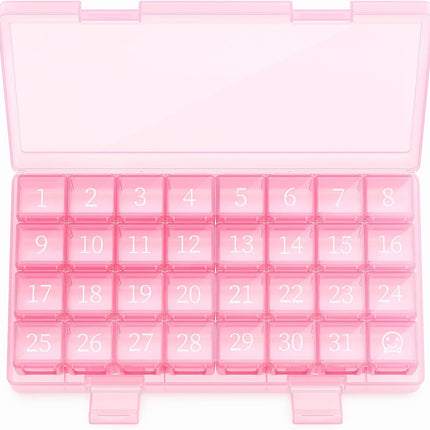Monthly Pill Organizer 1 Time a Day, 30 Day Once One Month Pills Box for Travel, Pink Medicine Vitamins, Supplements & Fish Oils -